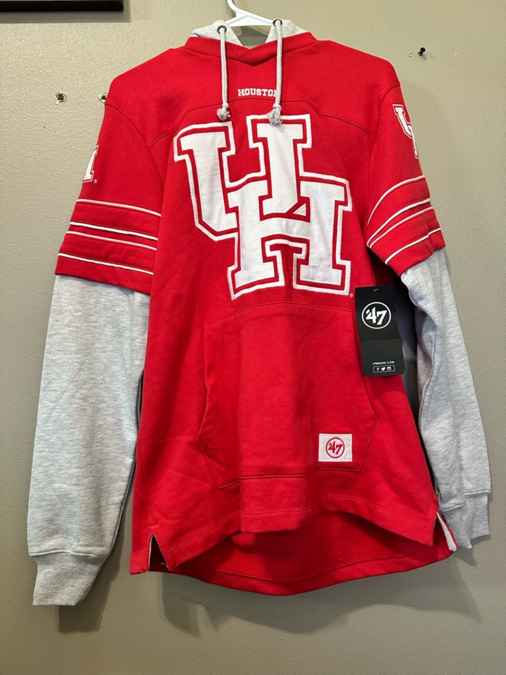 47 Brand Houston Red & Gray Layered Hooded Sweatshirt